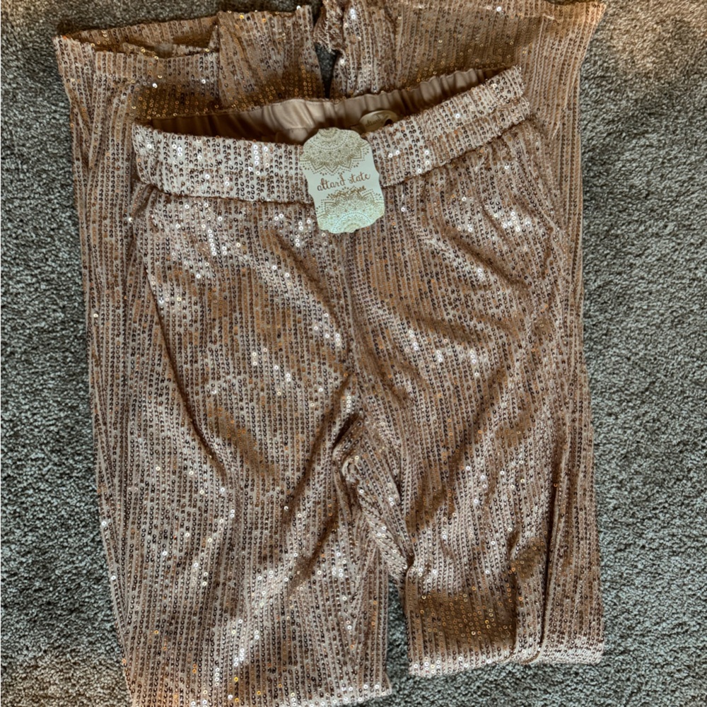Sequin Rose Gold Flared Pants Size Small